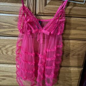 Victoria's Secret Hot Pink Sheer Chemise